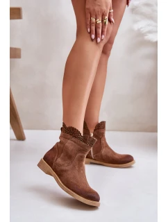 Nízké Dámské Boty Na Ploché Podešvi Zamszové Lewski model 21672546 Hnědé - Boto