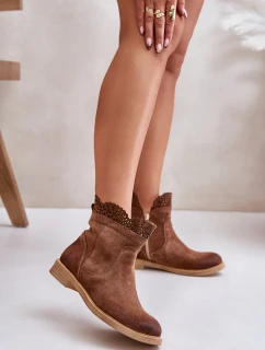 Nízké Dámské Boty Na Ploché Podešvi Zamszové Lewski model 21672546 Hnědé - Boto