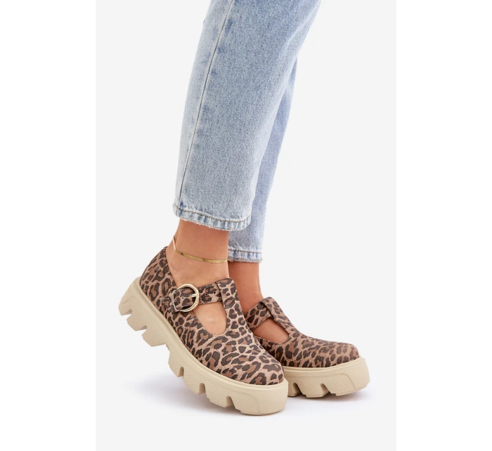 Semišové Polobotky S Přezkou V Panteře Zazoo 20183 Hnědé