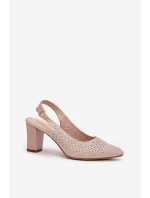 Děrované Sandály S Špičatými Nosy Na Podpatku Béžové Sergio Leone SK163