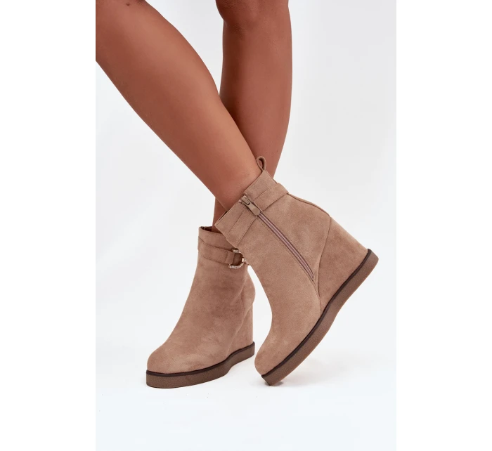 Dámské boty na platformě s ozdobným detailem béžové Marivana