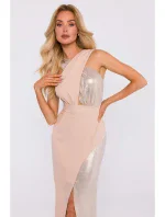 Maxi šaty ze látky béžové model 20555774 - Moe