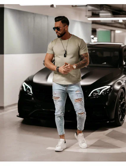 Pánské tričko model 18539883 khaki - Ola Voga