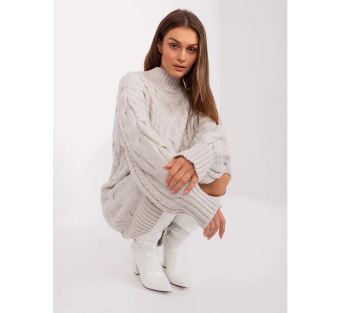 Dámské svetrové šaty světle béžové model 20774219 - FPrice Dámské svetrové šaty světle béžové model 20774219 - FPrice