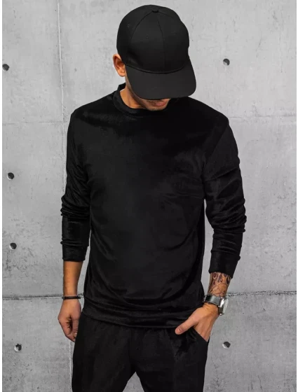 Pánská černá velurová mikina FashionStreet BX5534