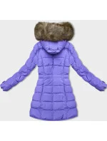 Dámská zimní bunda v lila barvě s kožešinovou podšívkou model 21246513 - LHD