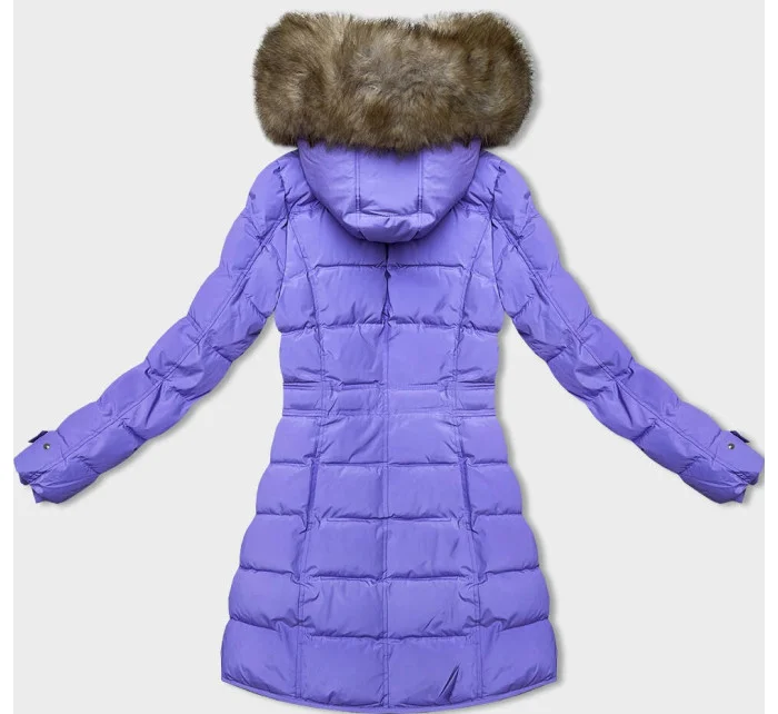 Dámská zimní bunda v lila barvě s kožešinovou podšívkou model 21246513 - LHD