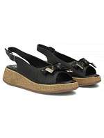 Dámské kožené ažurové sandály na platformě černé Filippo DS7582