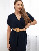 Dlouhé šaty s ozdobným páskem námořnictvo