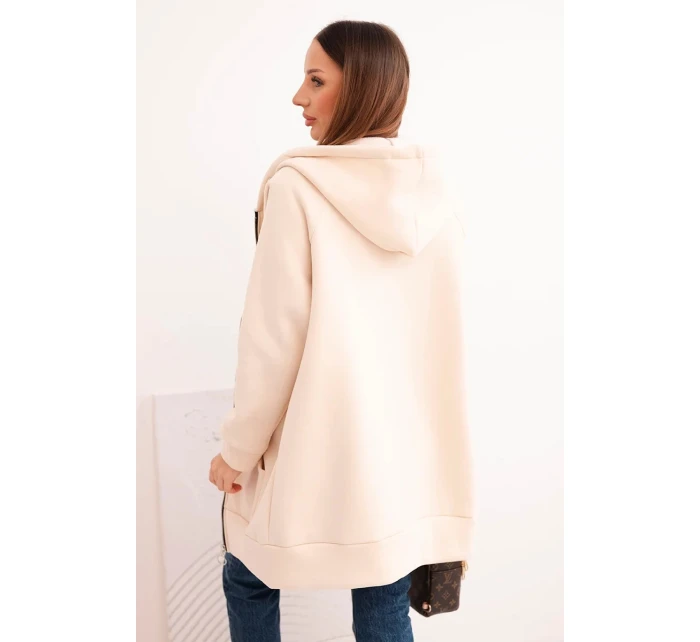Dámská mikina s kapucí a model 21780819 béžová - K-Fashion Dámská mikina s kapucí a model 21780819 béžová - K-Fashion