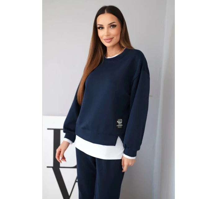 Dámský komplet s mikinou a tepláky modrý model 21808619 - K-Fashion Dámský komplet s mikinou a tepláky modrý model 21808619 - K-Fashion