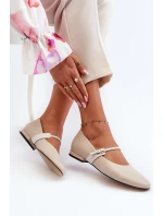 Dámské kožené na ploché podrážce  béžové model 21656270 - Laura Messi