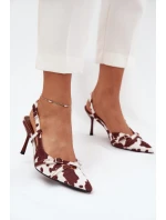 Dámské lodičky s odkrytou patou a pásky Ravira – bílo-hnědé Dámské lodičky s odkrytou patou a pásky Ravira – bílo-hnědé