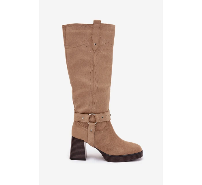 Zateplené dámské kozačky 1825 béžové - Style Zateplené dámské kozačky 1825 béžové - Style