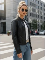Dámská kožená bunda se stojáčkem černá FashionStreet TY5568