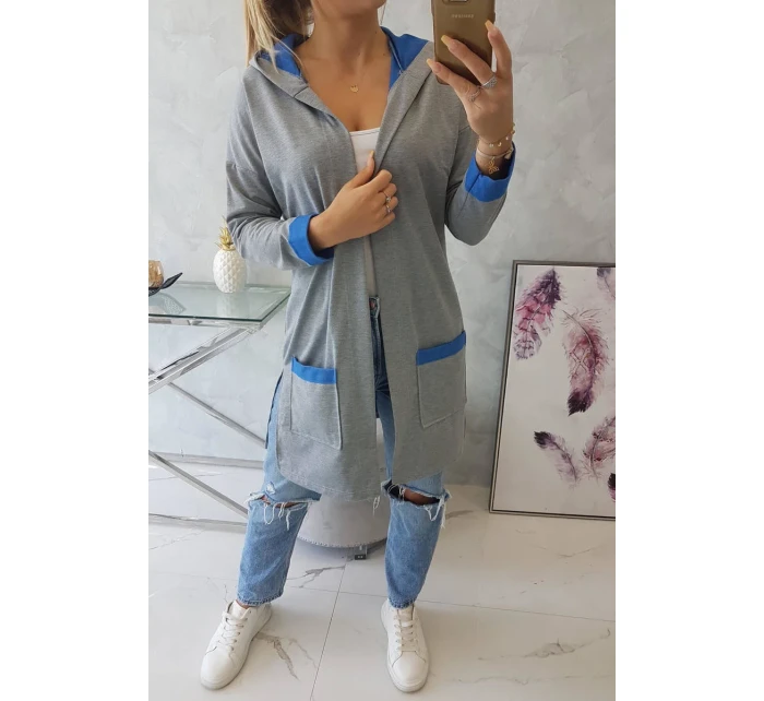 Dvoubarevná pláštěnka s kapucí chrpová+šedá