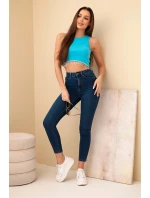 Dámský krátký žebrovaný top z bavlny s ozdobnými třásněmi tyrkysová