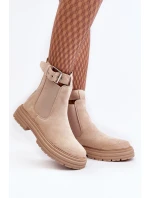 Kůže Botky Na Masivní Podrážce Světle Béžové model 21640452 - Boto Kůže Botky Na Masivní Podrážce Světle Béžové model 21640452 - Boto
