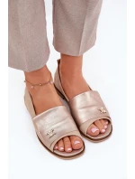 Kožené elegantní baleríny s odhalenými Béžové model 21691222 - Zazoo