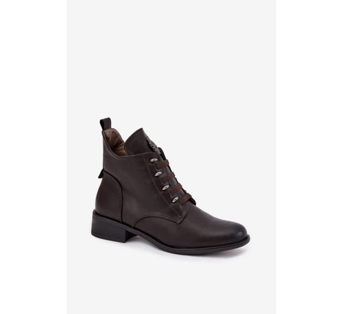 Nízké kotníkové boty s podšívkou na zip s ozdobou hnědé Nevalia Nízké kotníkové boty s podšívkou na zip s ozdobou hnědé Nevalia