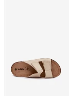 Kožené dámské pantofle model 22200011 Světle béžové - Inblu