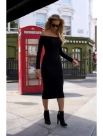 model 18863501 Šaty na tělo s odhalenými rameny černé - Moe