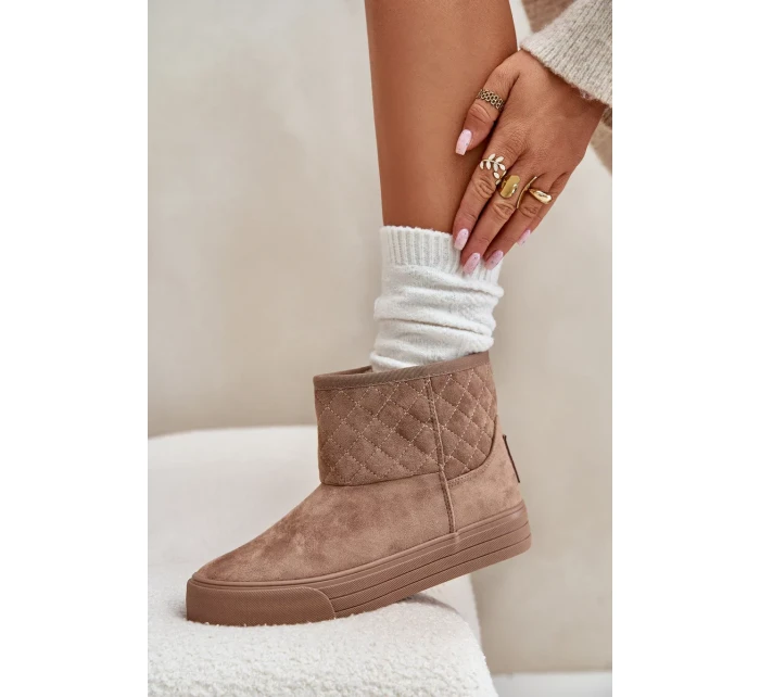 Kotníkové sněhule na zip zateplené kožíškem Big Star béžové