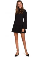 Dámské mini šaty s vykrojeným lemem K021 černé - Makover