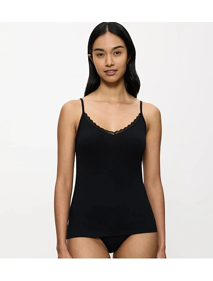 Feel Of Cotton Spaghetti Top - BLACK - TRIUMPH BLACK - TRIUMPH