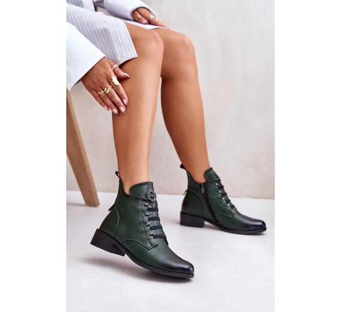 Nízké boty zateplené na zip s ozdobou zelené model 21672297 - Boto Nízké boty zateplené na zip s ozdobou zelené model 21672297 - Boto