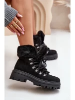 Dámské Šněrovací Boty S Kožíškem Černé Vaminia Dámské Šněrovací Boty S Kožíškem Černé Vaminia