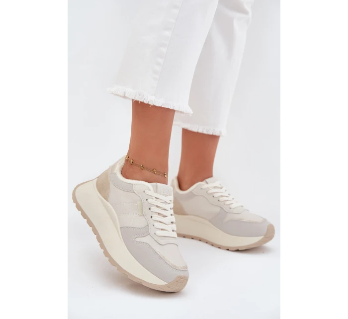 Zateplené dámské sneakersy na platformě Big Star SS274008 HI-POLY SYSTEM světle béžové Zateplené dámské sneakersy na platformě Big Star SS274008 HI-POLY SYSTEM světle béžové