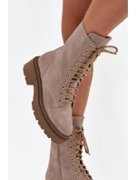 Dámské workery z pravé semišové kůže s vyhříváním Zazoo 4213 béžové