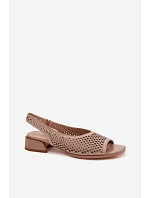 Zdobené síťované dámské sandály na klínku Z & A model 22101312 Béžové - D&A Zdobené síťované dámské sandály na klínku Z & A model 22101312 Béžové - D&A