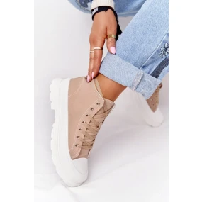 Dámské Vysoké Tenisky Na Velké Podrážce Světle Hnědá Trissy