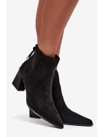 Dámské botky na podpatku s vázáním Halisse – černé Dámské botky na podpatku s vázáním Halisse – černé