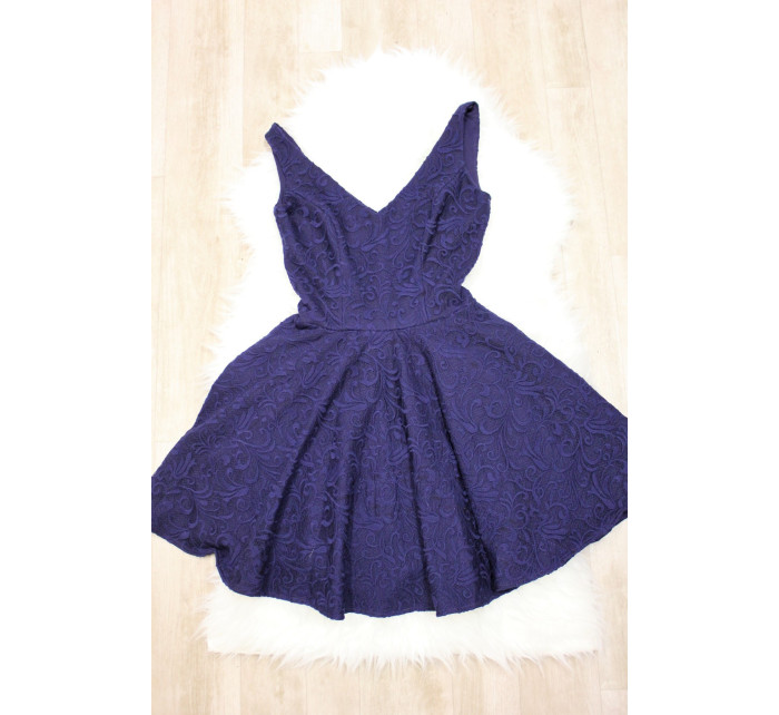 Společenské dámské šaty na ramínka s kolovou sukní tmavě modré - Tmavě modrá / XS - Sherri