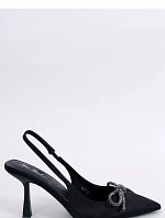 Dámské saténové lodičky s otevřenou patou K217 Černá - Mix Feet