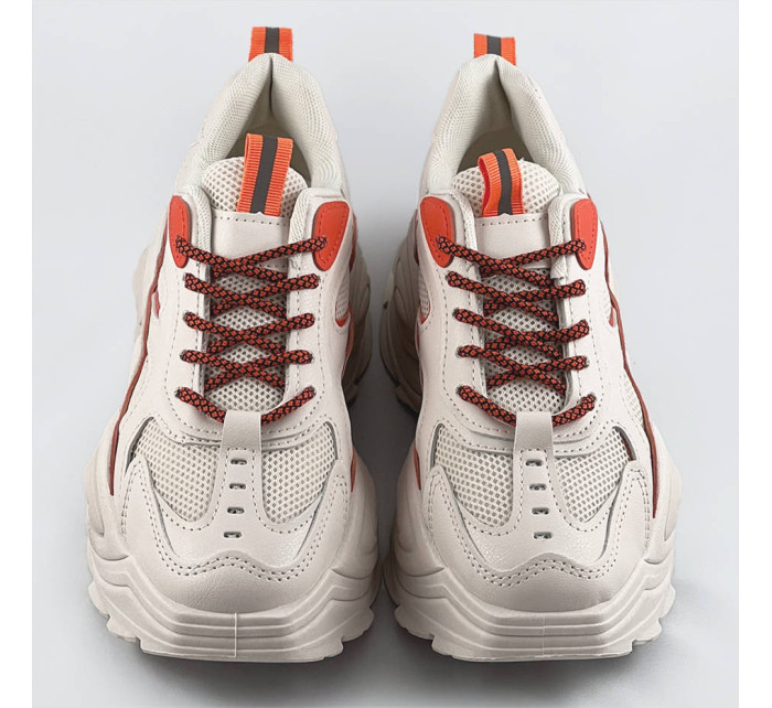 Béžovo-oranžové dámské sportovní boty s vysokou podrážkou (RA15)