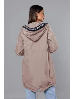 Tenká béžová dámská bunda s ozdobnou lemovkou model 18319662 - Miss TiTi Tenká béžová dámská bunda s ozdobnou lemovkou model 18319662 - Miss TiTi