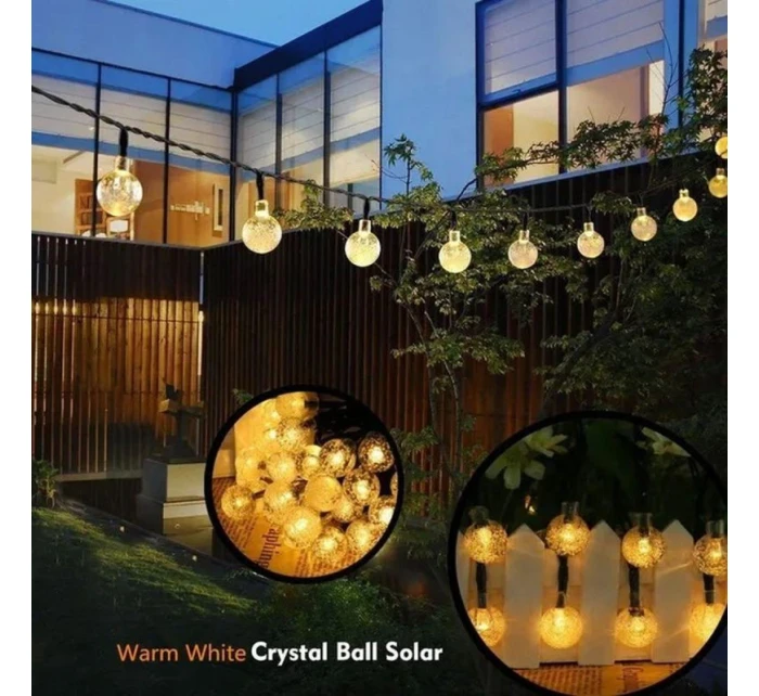 SOLÁRNÍ ZAHRADNÍ SVĚTLO GIRLANDA SOLÁRNÍ ŘETĚZ 4,9 M 40LED TEPLÁ BÍLÁ