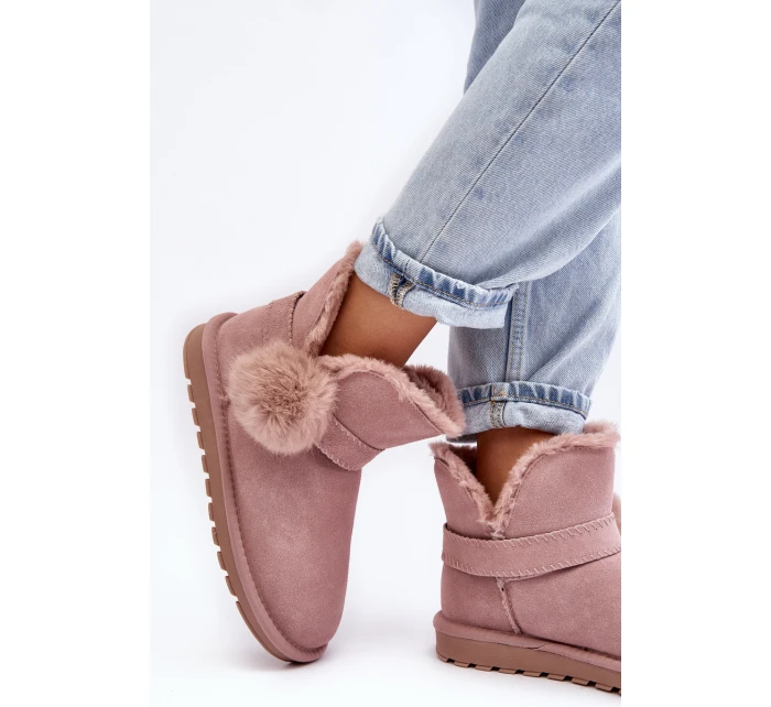 Růžové dámské semišové sněhule s model 21642374 - Boto