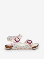 Dětské sandály s květinami a sponami bílé Memoria