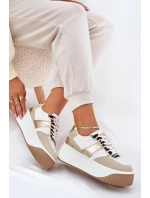 Dámské tenisky na masivní platformě se zvířecím vzorem béžovo-zlaté Telanila