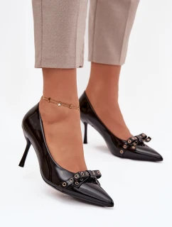 Lakované lodičky s mašlí Černé Janisse