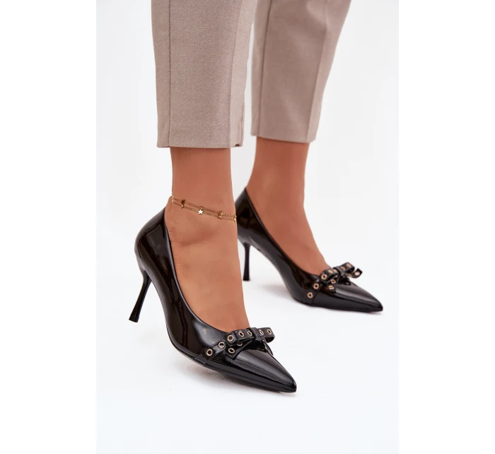 Lakované lodičky s mašlí Černé model 21757621 - Boto