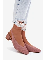 Materiálové dámské sandály na podpatku Růžové model 22102900 - Boto Materiálové dámské sandály na podpatku Růžové model 22102900 - Boto