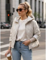 Dámská přechodná prošívaná bunda s kapucí šedá FashionStreet TY5560