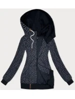 Tmavě modrá rozepínací dámská mikina se vzorem srdíček (2315) Tmavě modrá rozepínací dámská mikina se vzorem srdíček (2315)