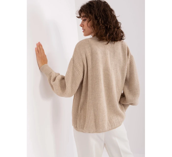 Béžový dámský dvoudílný komplet - top a svetr (8019)